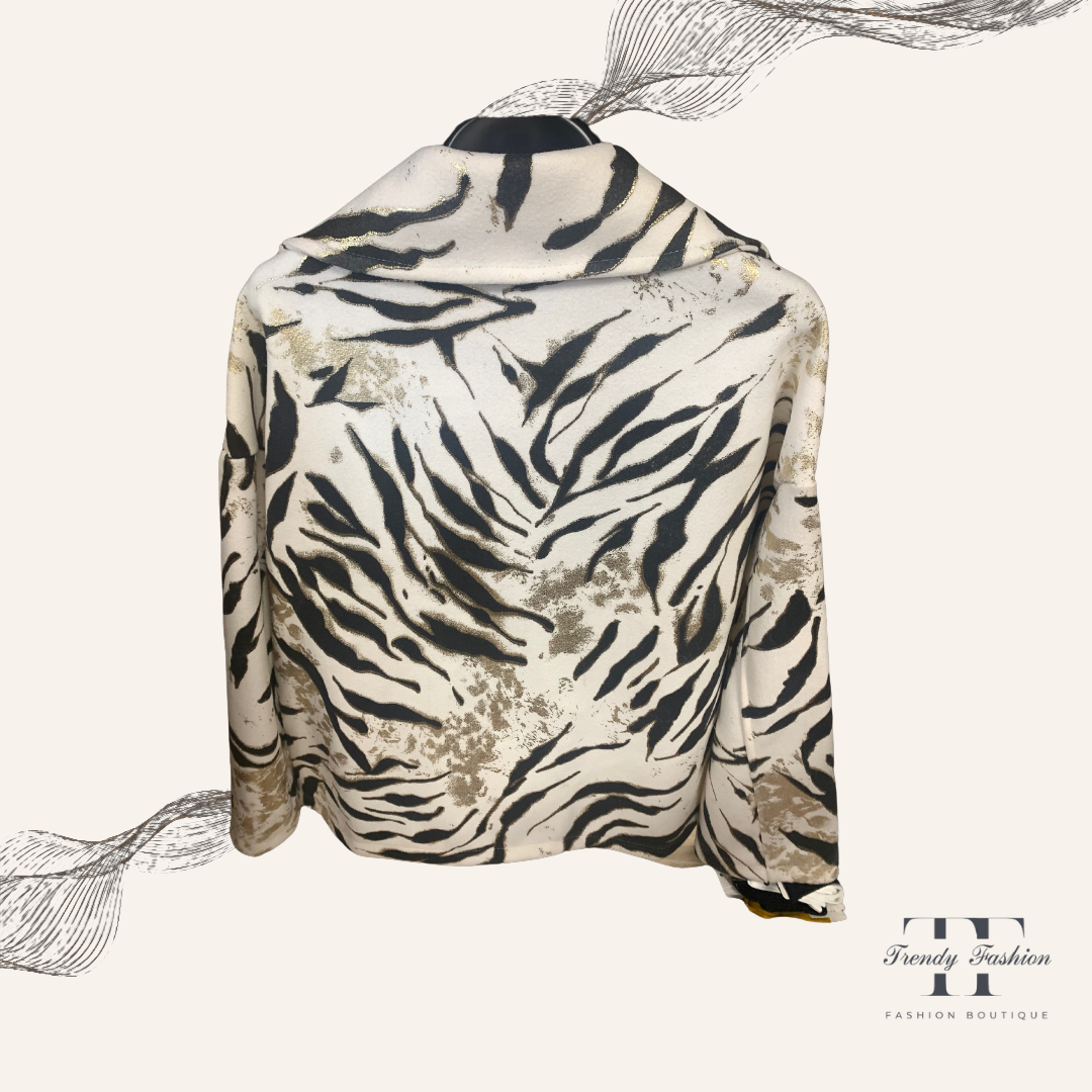 Blazer - Leo Braun / Weiß - Trendy Fashion