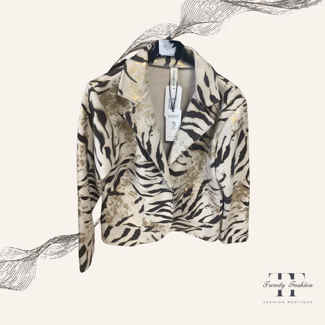 Blazer - Leo Braun / Weiß - Trendy Fashion