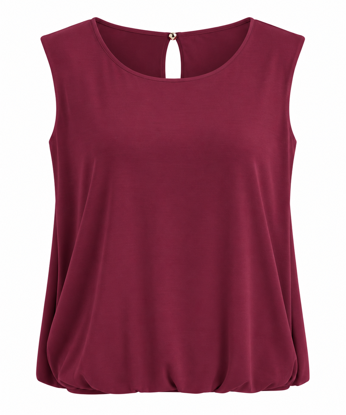 Butterweiches Damen Top mit Raffsaum – Ärmelloses Blusentop in Weiß, Bordeaux, Blau & Braun