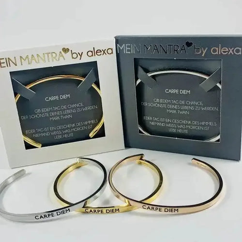 Damen Mantraarmreif Carpe Diem – Inspirierender Edelstahl-Gravur-Schmuck