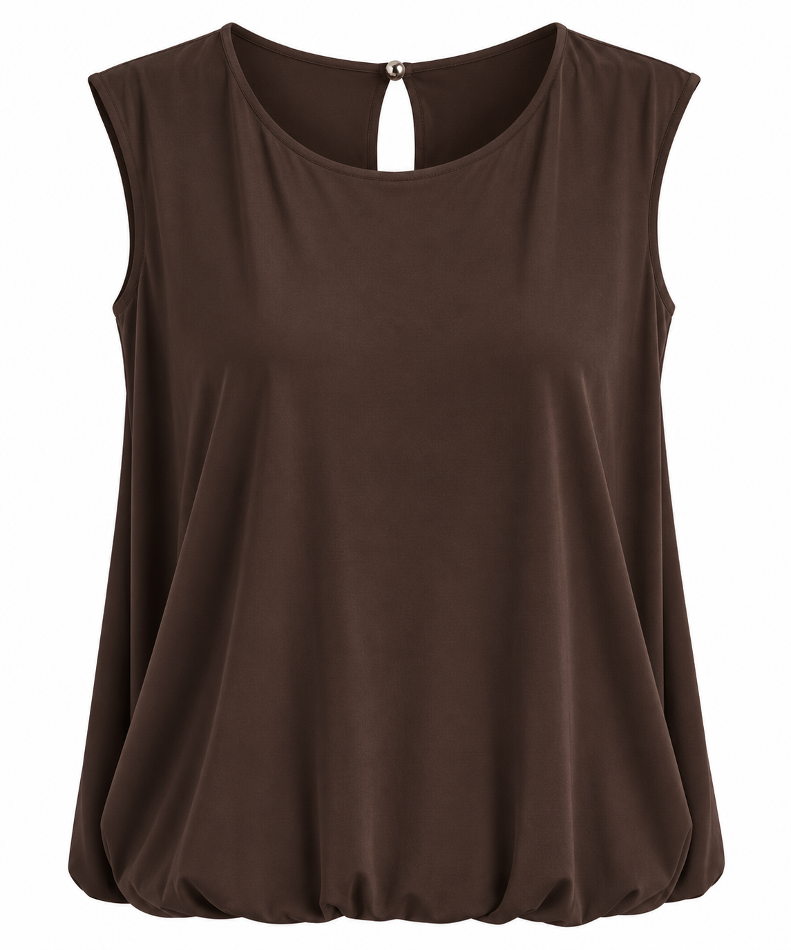 Butterweiches Damen Top mit Raffsaum – Ärmelloses Blusentop in Weiß, Bordeaux, Blau & Braun
