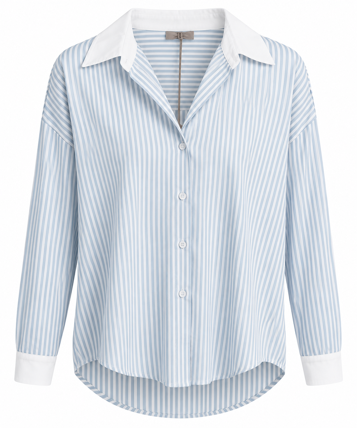 Gestreifte Bluse Damen im Layer-Look – Hemdbluse mit Kragen in Hellblau oder Mint