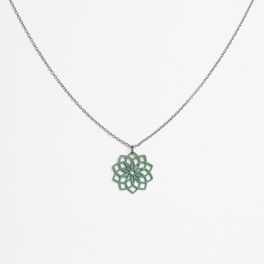 Halskette mit Holzanhänger - 'Mandala'