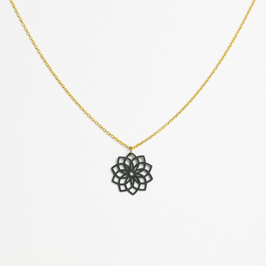 Halskette mit Holzanhänger - 'Mandala'