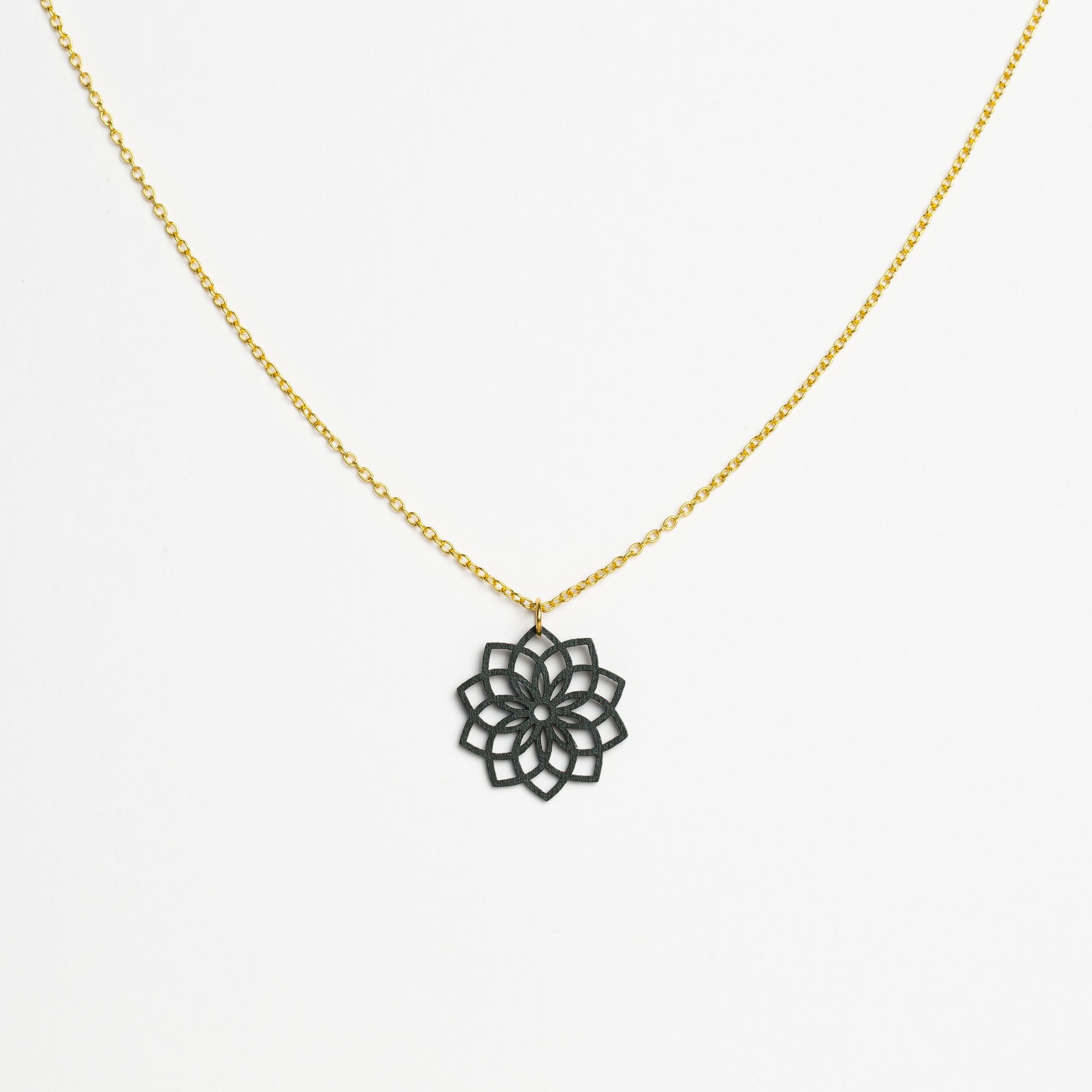 Halskette mit Holzanhänger - 'Mandala'