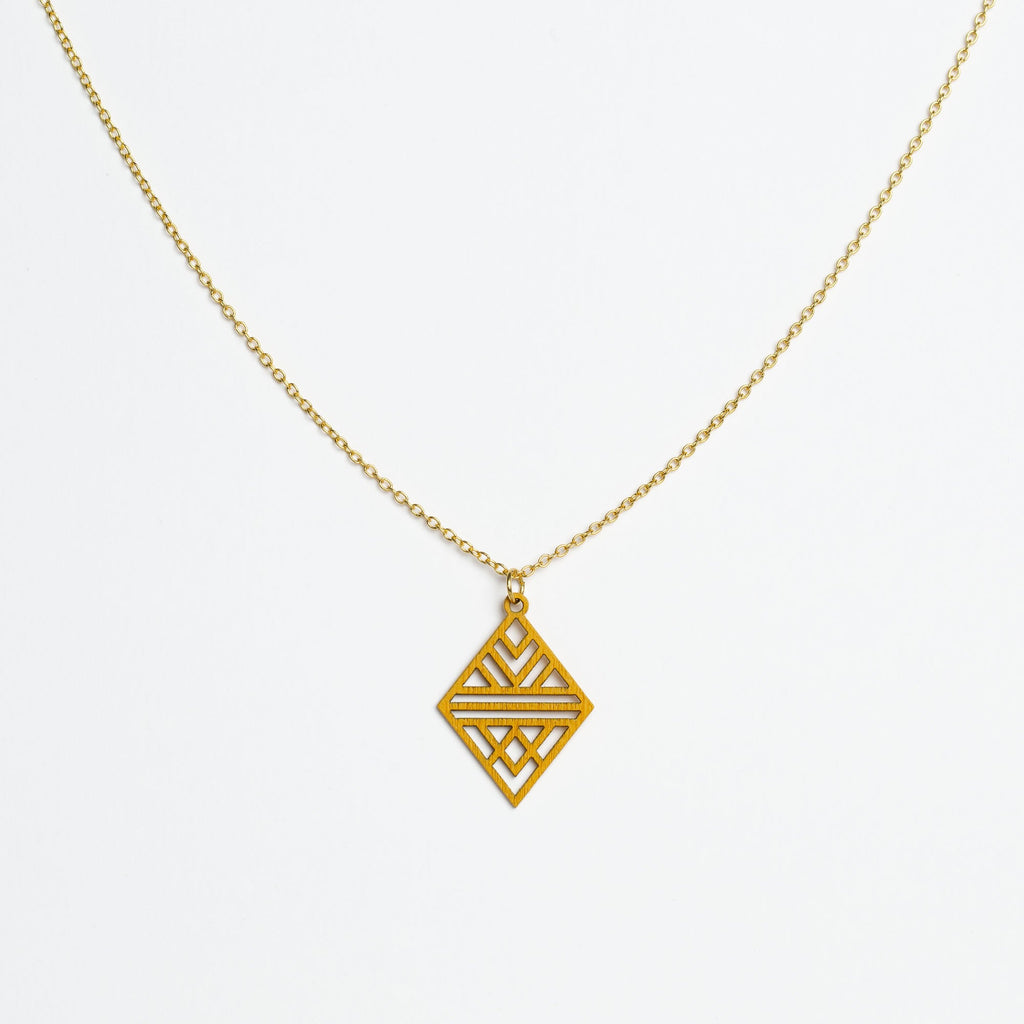 Halskette mit Holzanhänger - 'Tribal Echo'