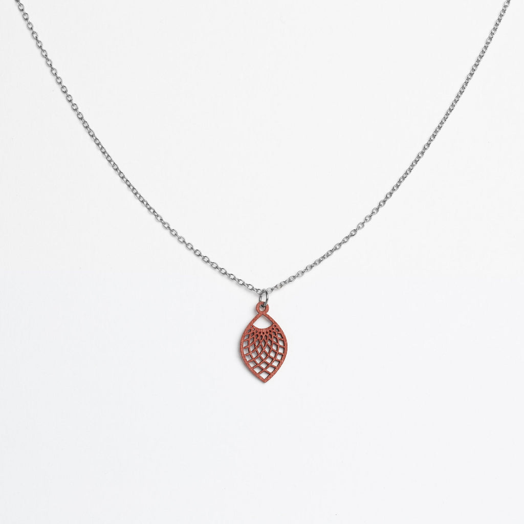 Halskette mit Holzanhänger - 'Leaf'