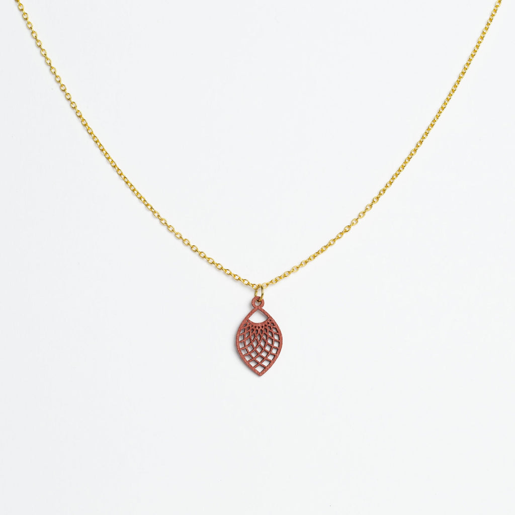 Halskette mit Holzanhänger - 'Leaf'