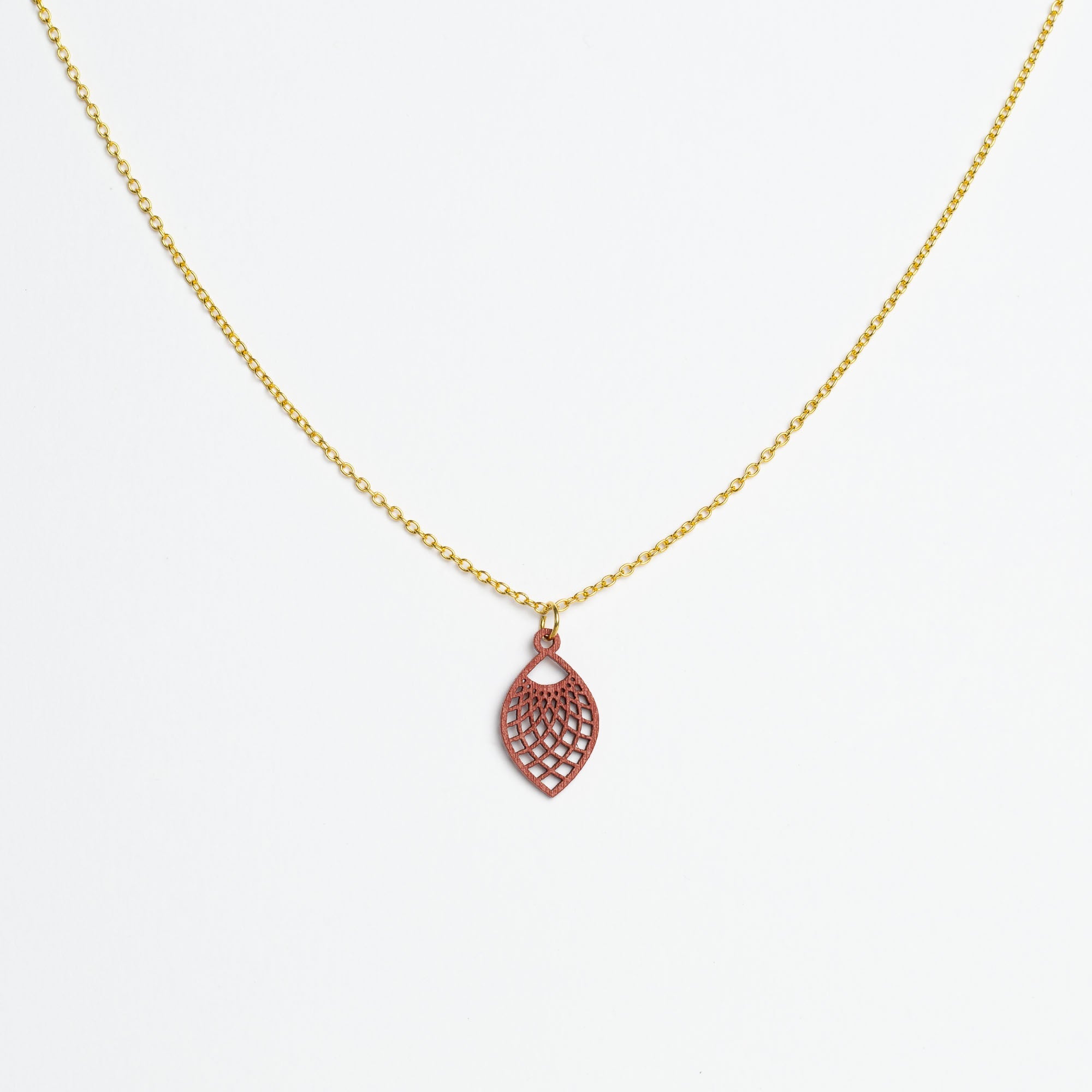 Halskette mit Holzanhänger - 'Leaf'