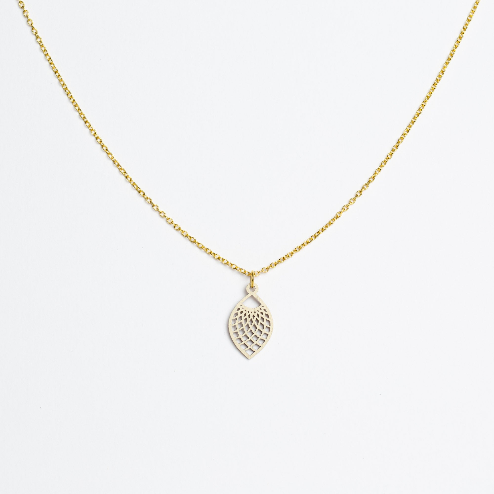 Halskette mit Holzanhänger - 'Leaf'