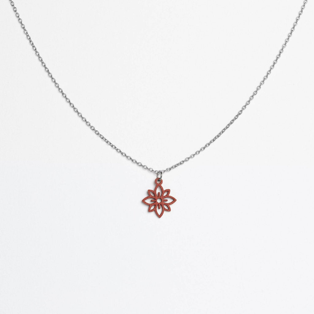 Halskette mit Holzanhänger - 'Flower mini'