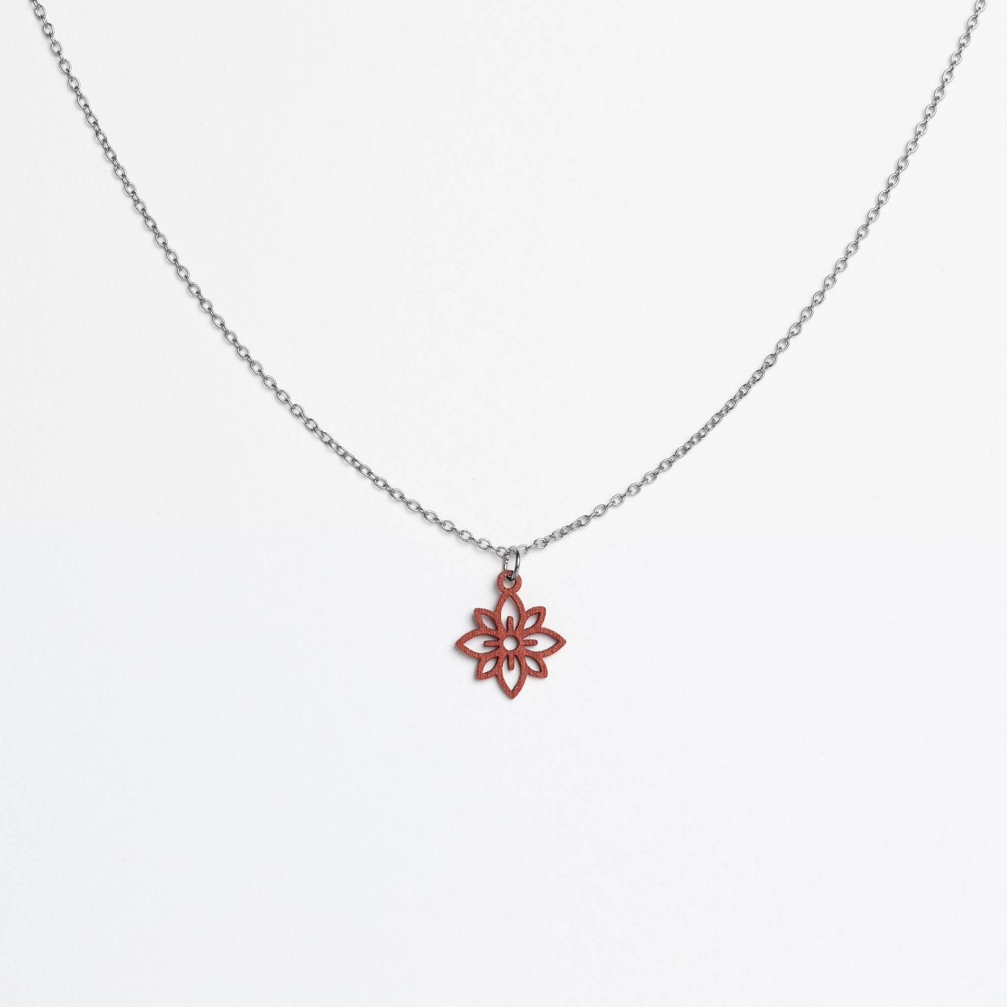 Halskette mit Holzanhänger - 'Flower mini'
