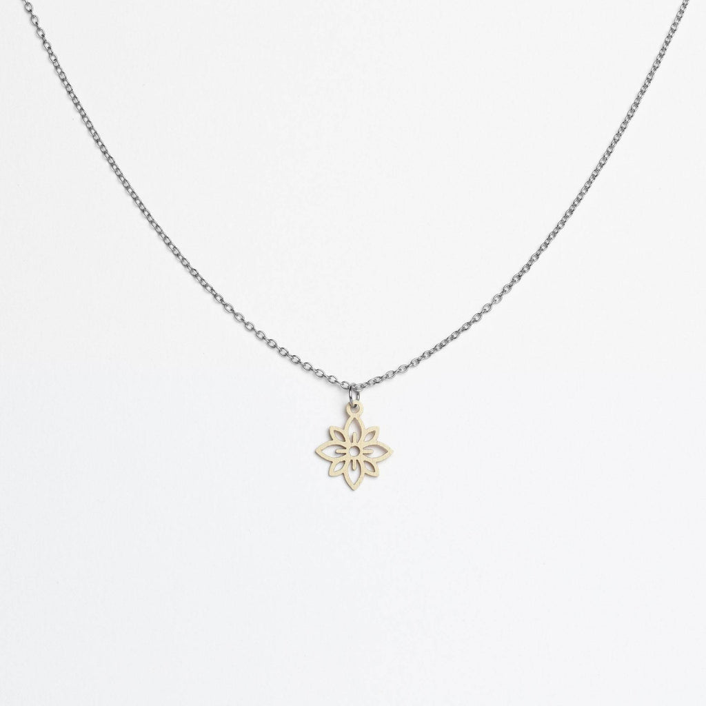 Halskette mit Holzanhänger - 'Flower mini'