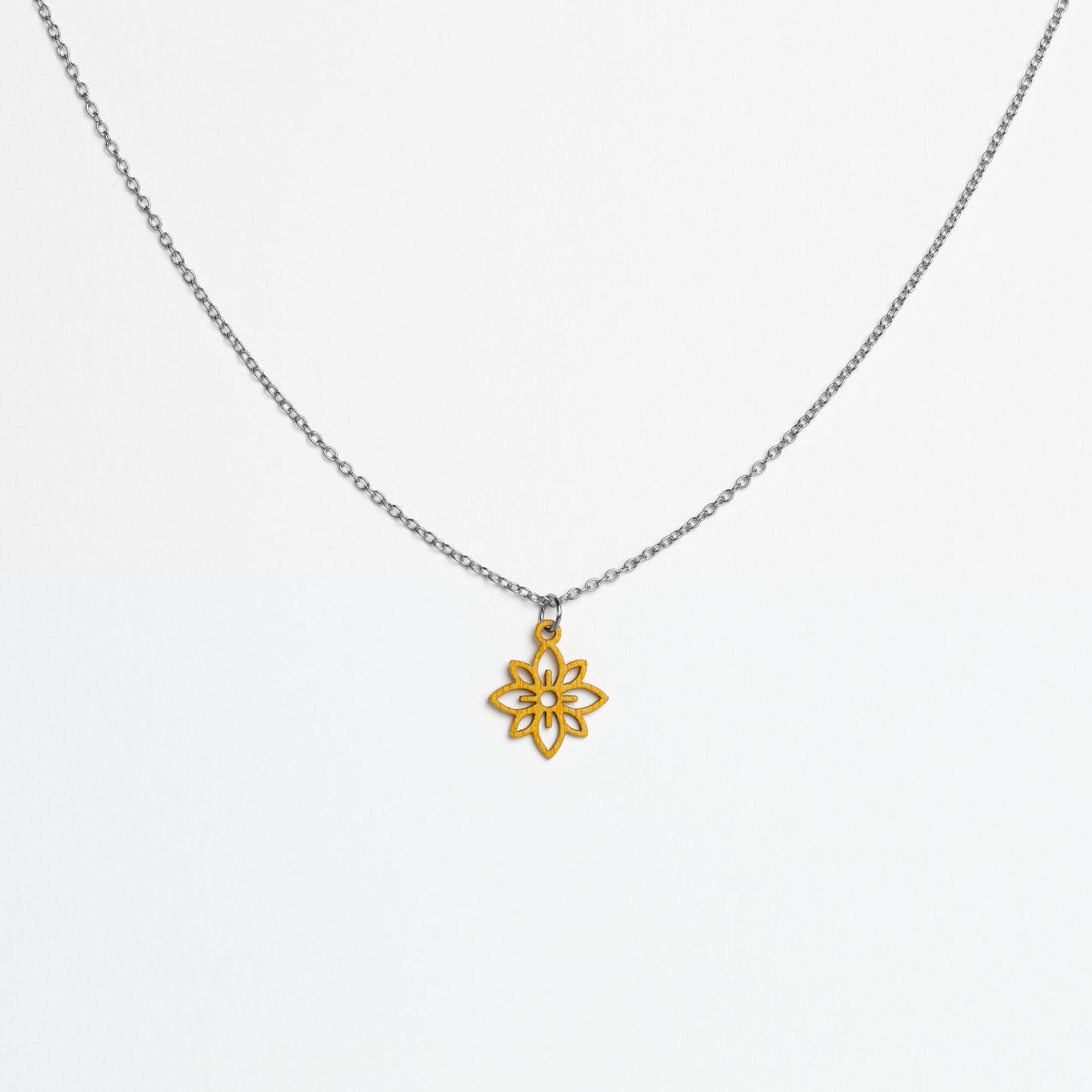 Halskette mit Holzanhänger - 'Flower mini'