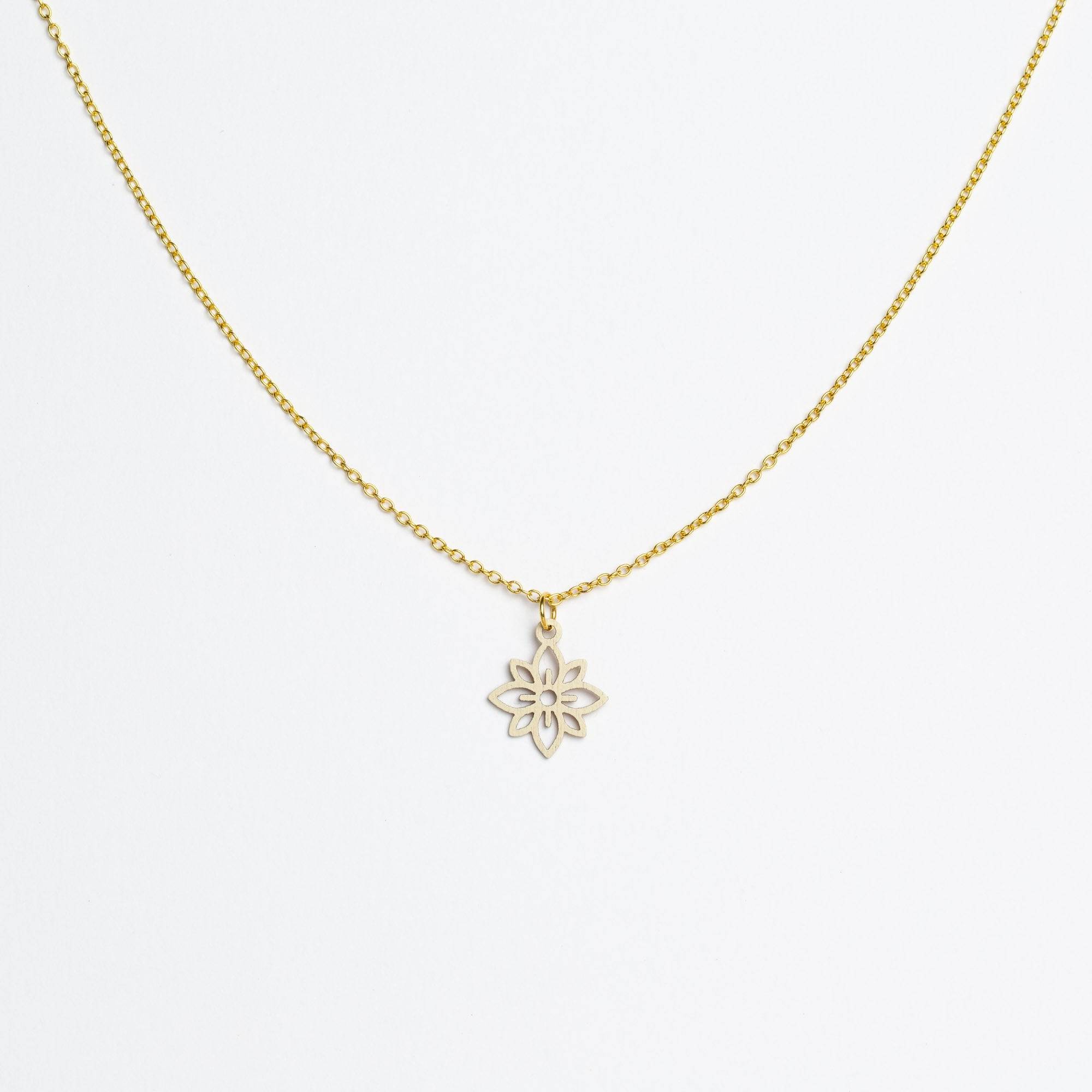 Halskette mit Holzanhänger - 'Flower mini'