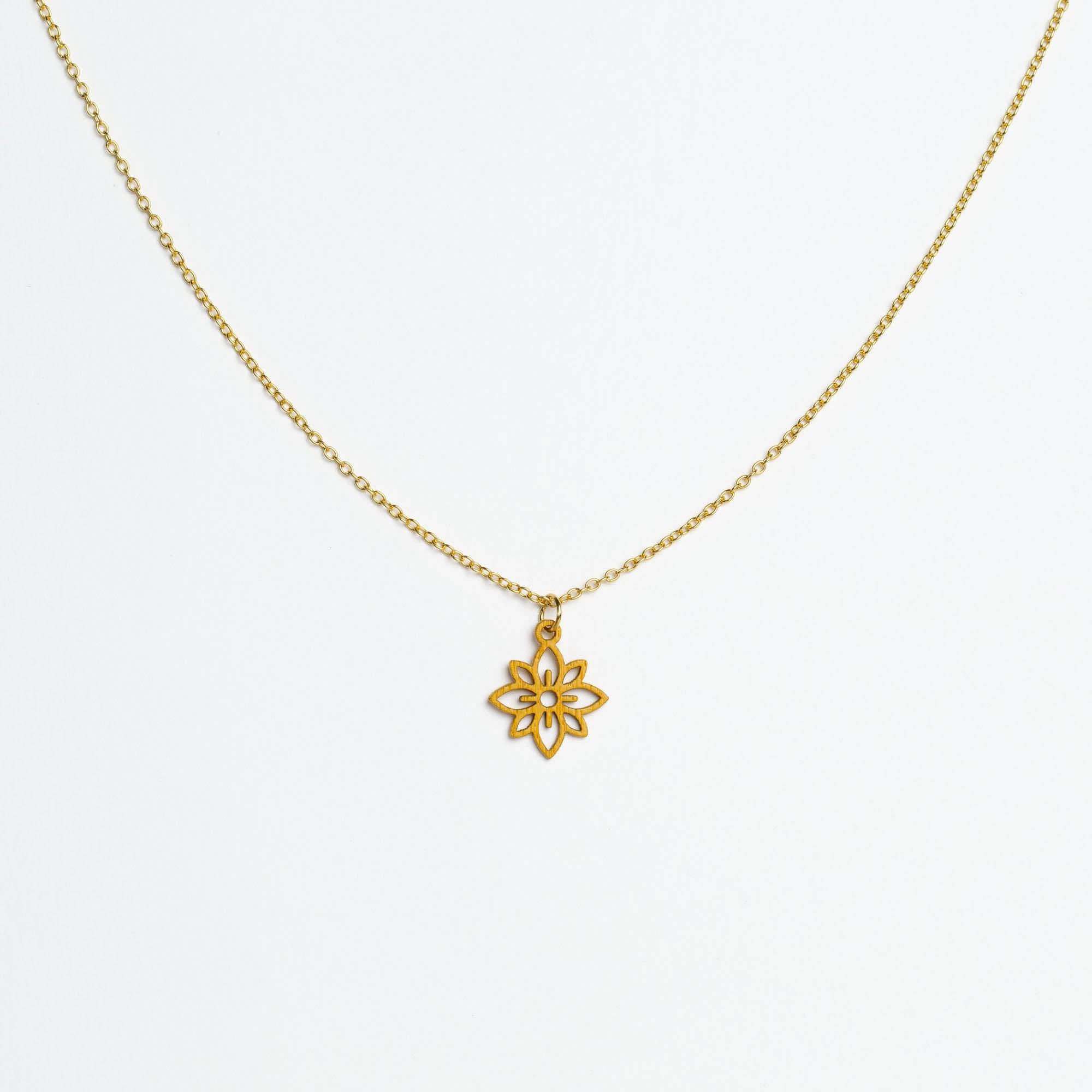 Halskette mit Holzanhänger - 'Flower mini'