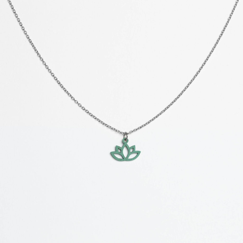 Halskette mit Holzanhänger - 'Lotus'