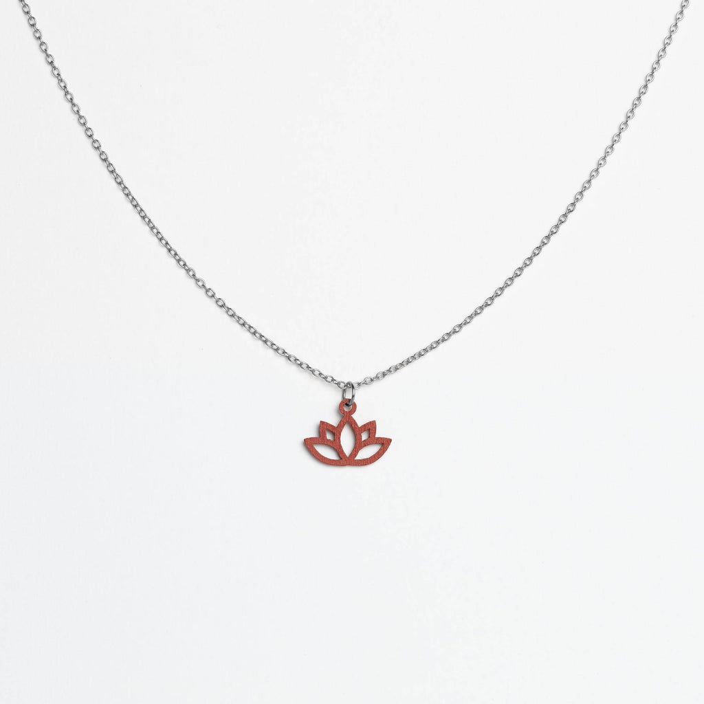 Halskette mit Holzanhänger - 'Lotus'