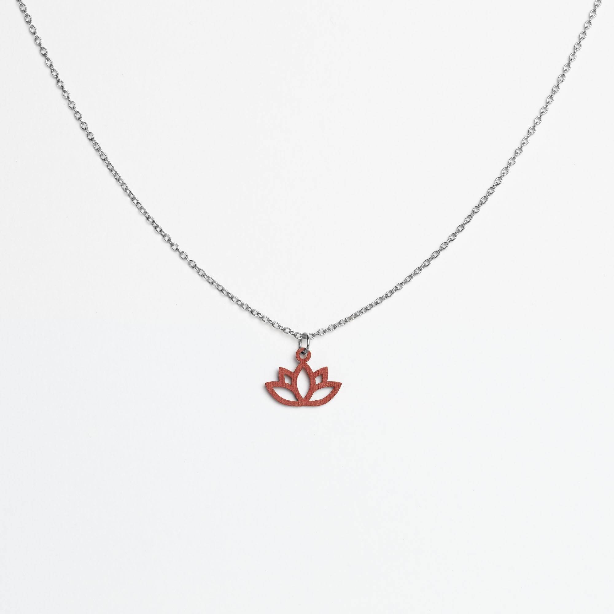 Halskette mit Holzanhänger - 'Lotus'