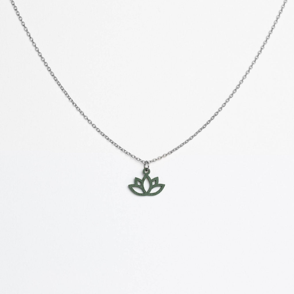 Halskette mit Holzanhänger - 'Lotus'