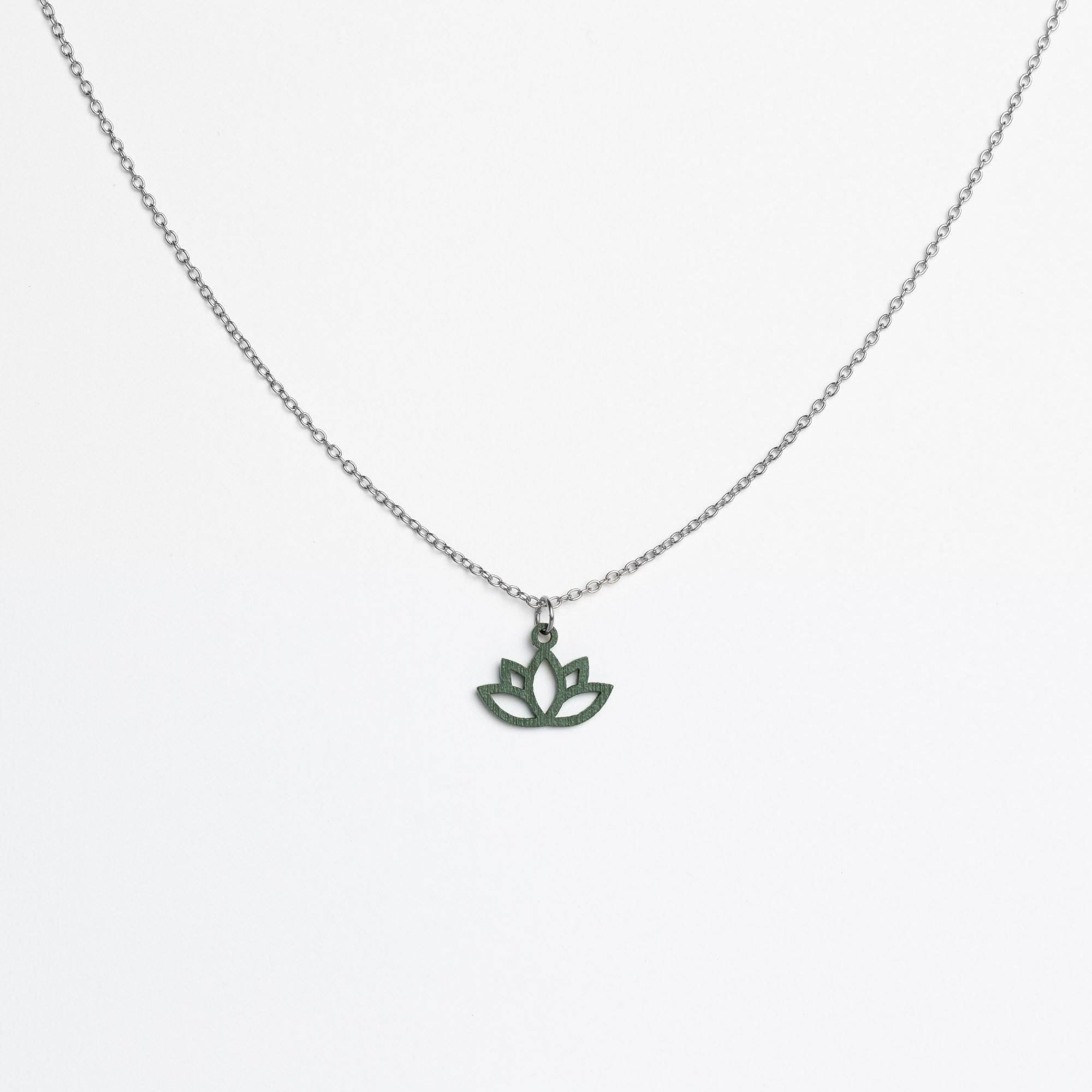 Halskette mit Holzanhänger - 'Lotus'