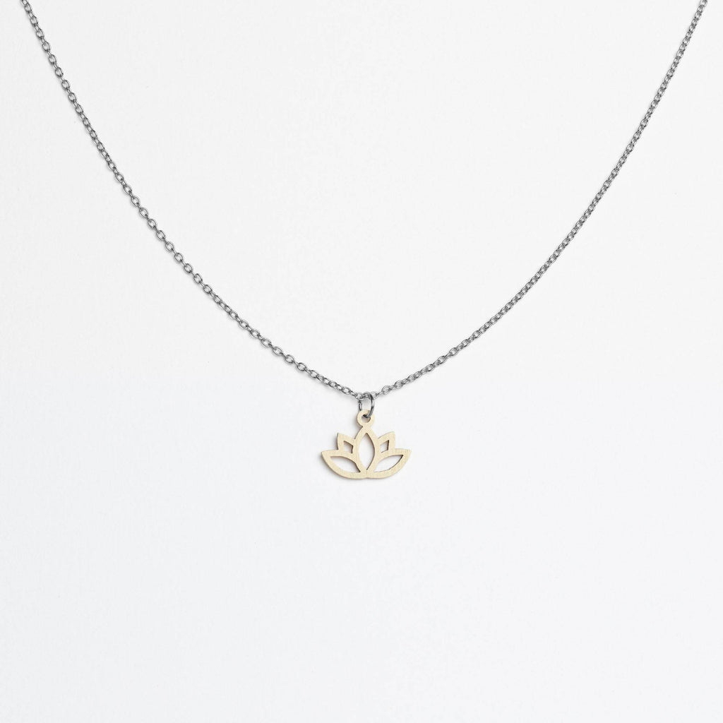 Halskette mit Holzanhänger - 'Lotus'