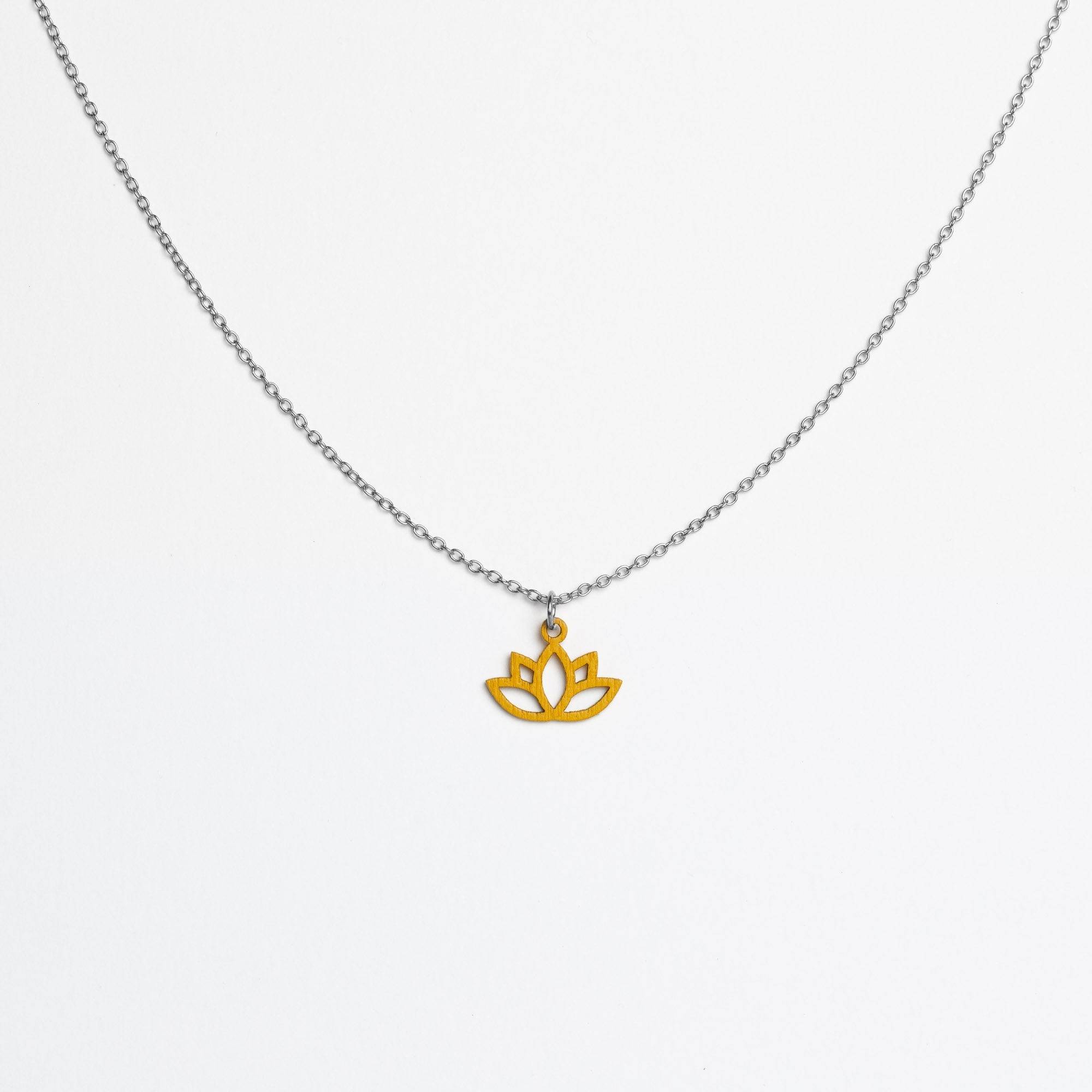 Halskette mit Holzanhänger - 'Lotus'