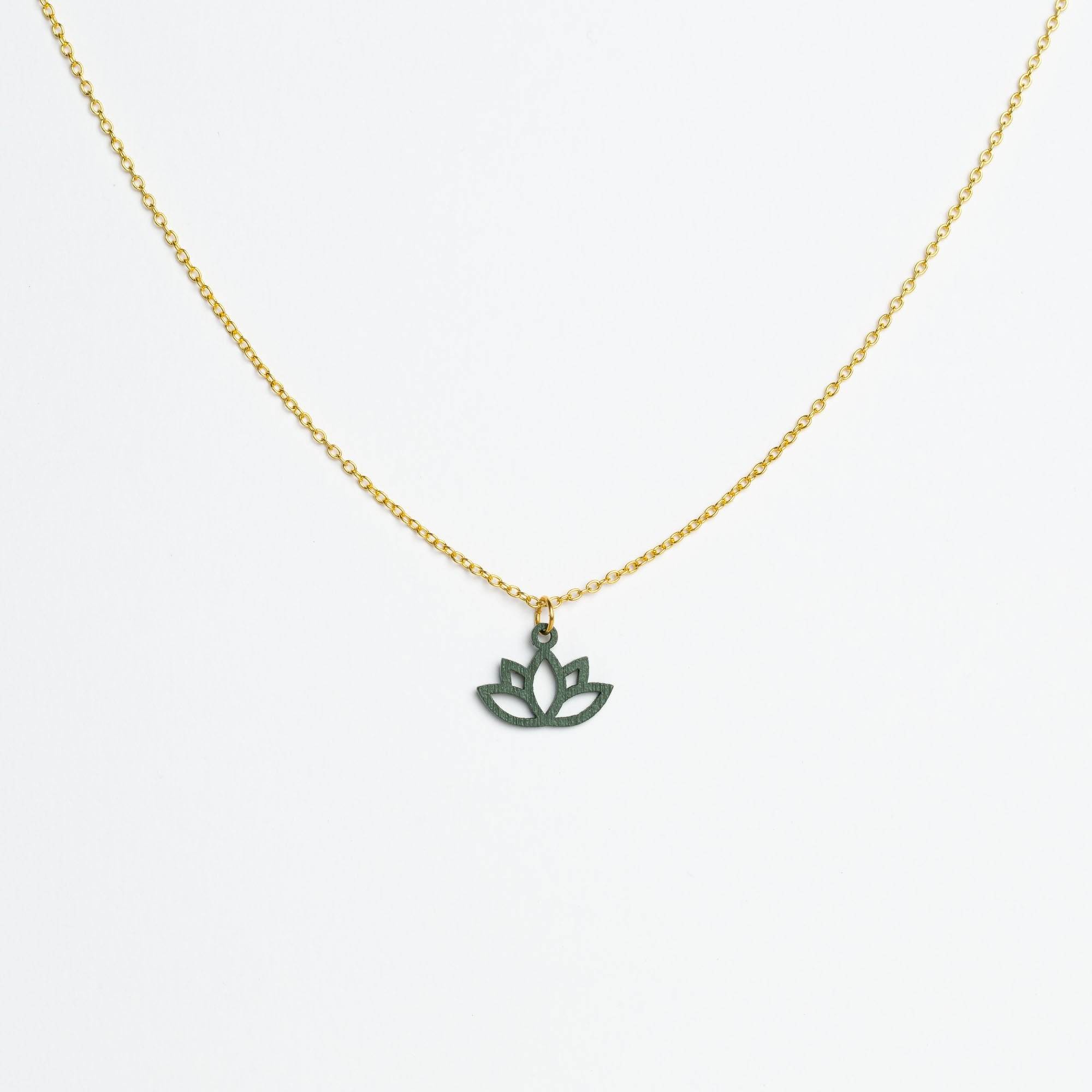 Halskette mit Holzanhänger - 'Lotus'
