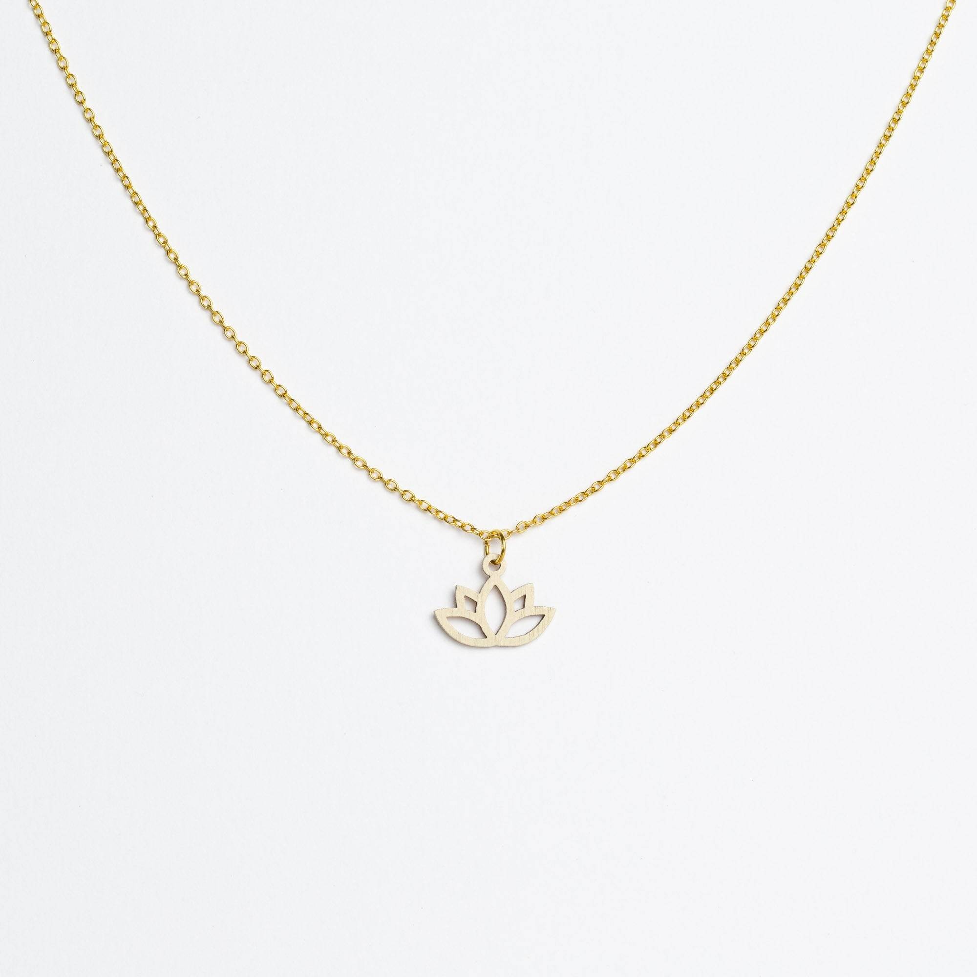 Halskette mit Holzanhänger - 'Lotus'