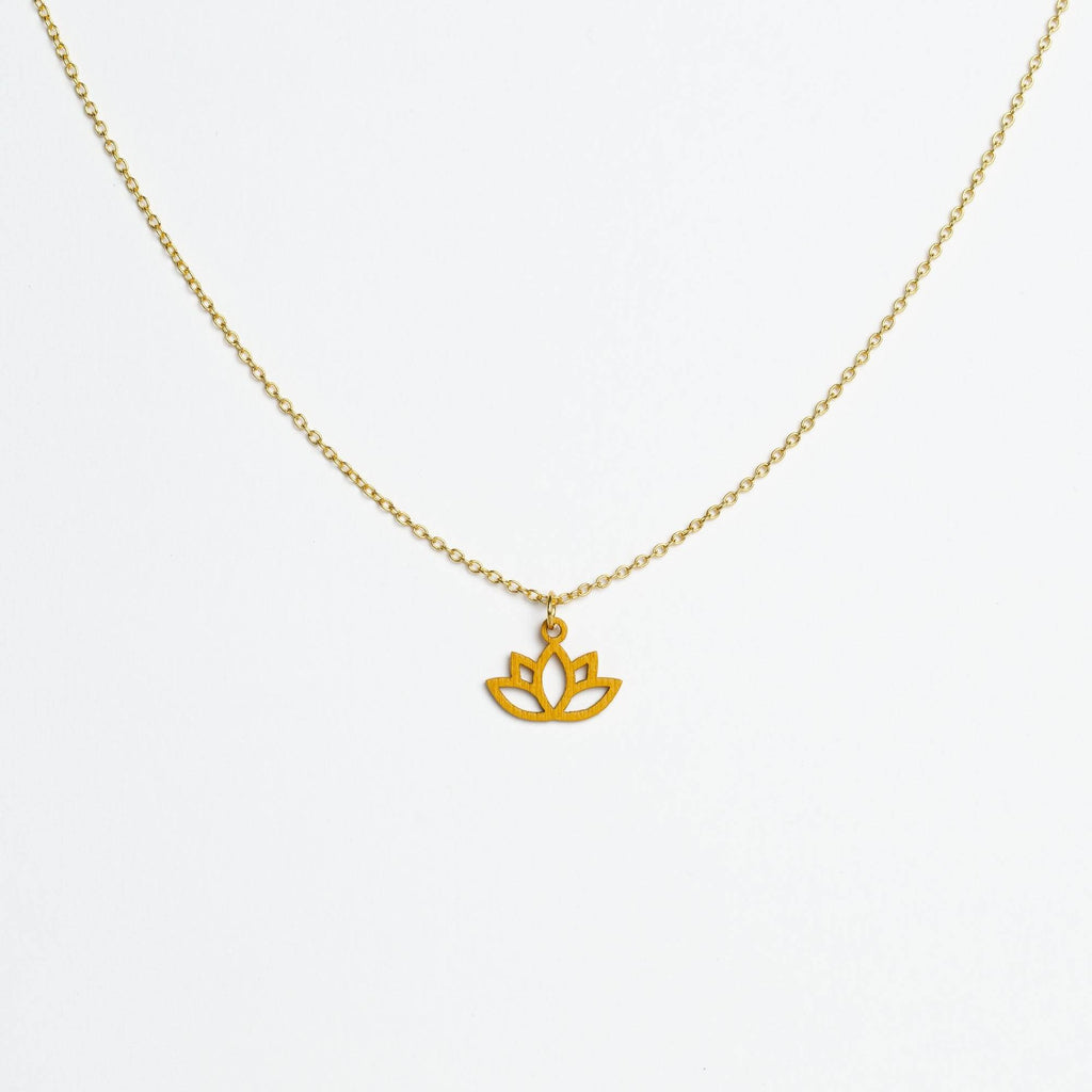 Halskette mit Holzanhänger - 'Lotus'