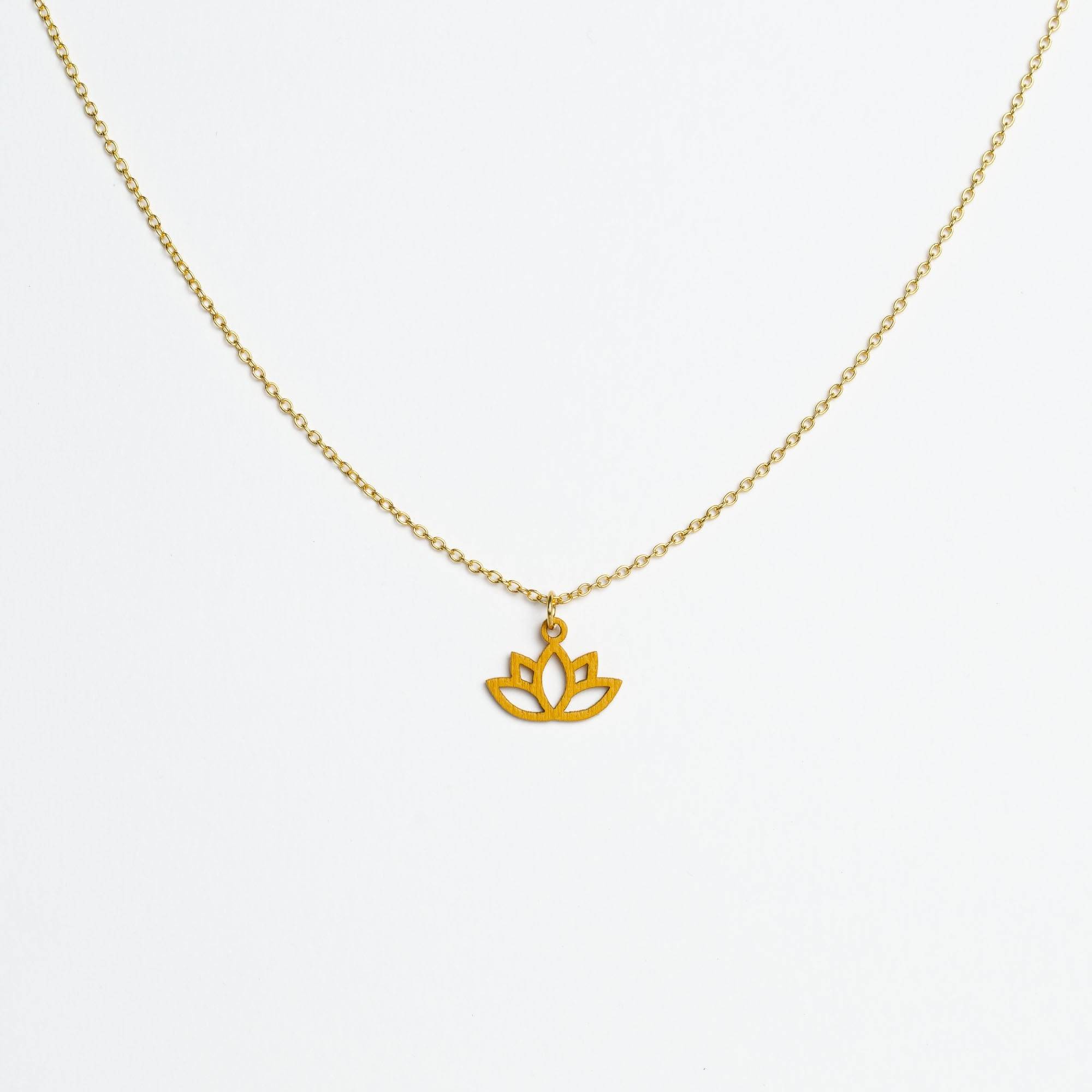 Halskette mit Holzanhänger - 'Lotus'