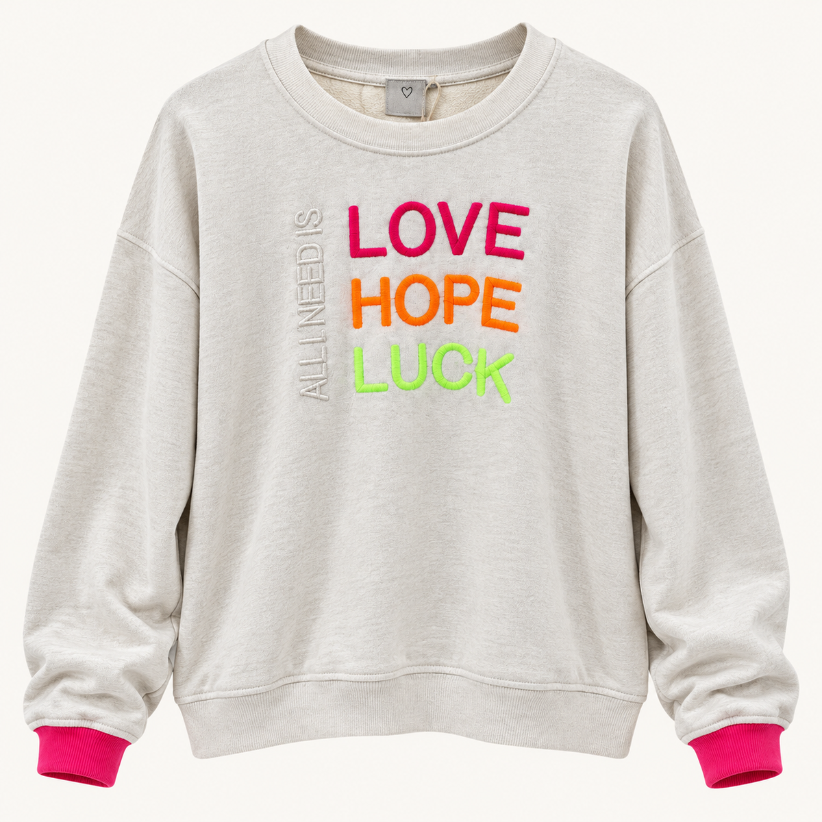 Damen Pullover "Love Hope Luck" – Weicher Sweatpulli mit Liebesbotschaft