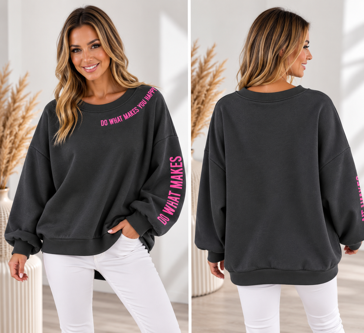 Damen Sweatpullover "Do what makes you Happy" – Motivierendes Statement-Shirt
