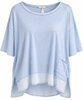 Oversize Shirt mit Tasche – Damen Lagenlook Shirt in Hellblau & Rosa | Italienische Mode