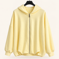 Oversize Damenjacke Gelb – Leichte Kapuzenjacke mit Reißverschluss
