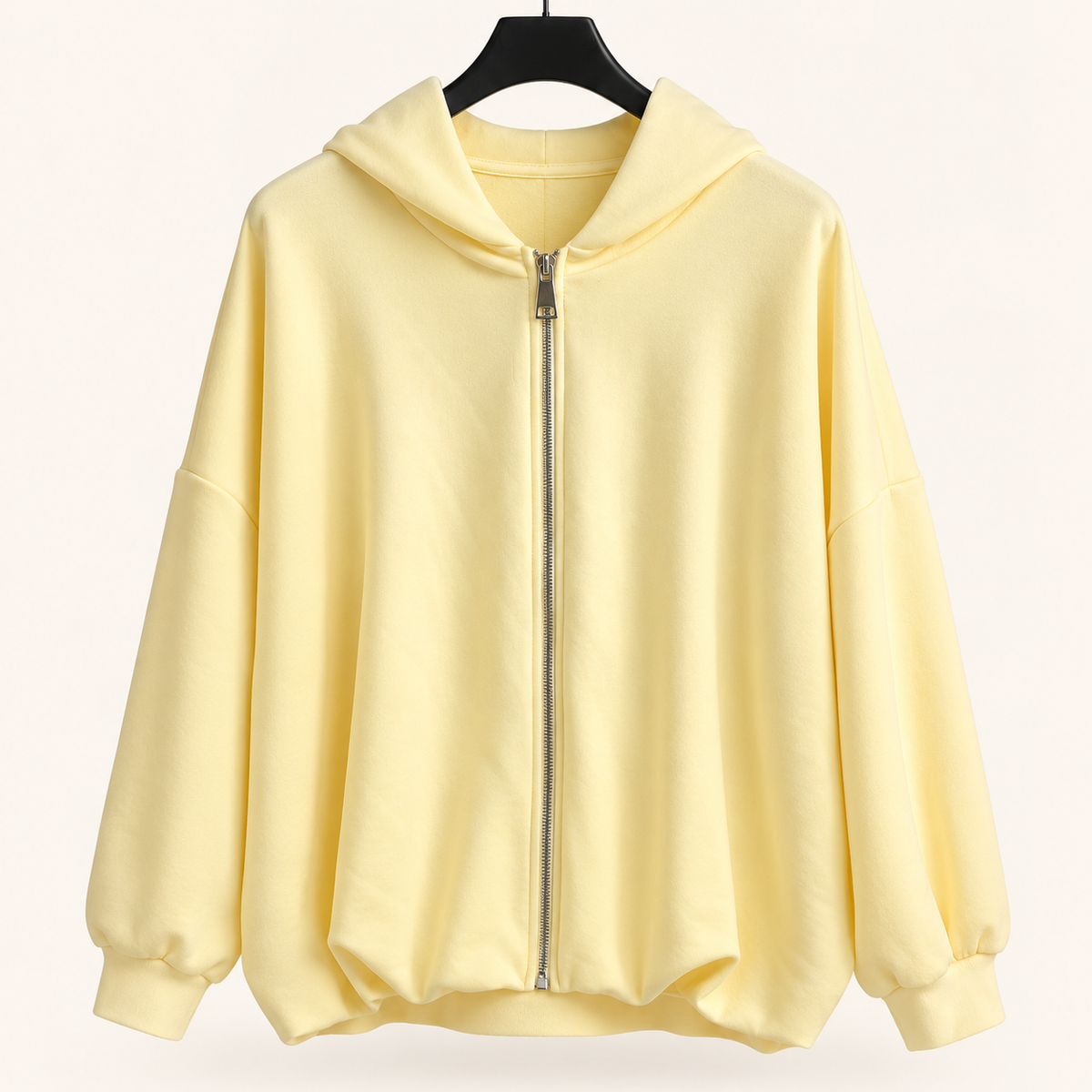 Oversize Damenjacke Gelb – Leichte Kapuzenjacke mit Reißverschluss