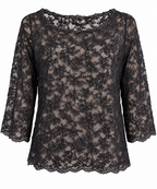 Spitzenbluse Damen Schwarz & Braun – Elegante Florale Spitze | Festliche Damenmode
