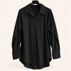 Oversize Longbluse Damen – Lockeres Hemd aus Baumwoll-Stretch | Weiß & Schwarz