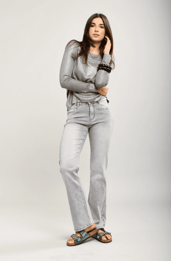 Toxik3 - Gerade geschnittene Stretch-Jeans in Hellgrau – bequem & vielseitig kombinierbar