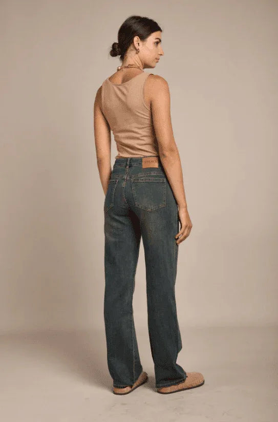 Toxik3 - Straight Jeans im Used-Look – High Waist & bequemer Stretch - Trendy Fashion
