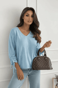 Elegante durchbrochene Bluse mit V-Ausschnitt – leicht & modern