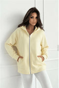 Damen Oversize Sweatjacke Gelb – Lässige bequeme Kapuzenjacke mit Reißverschluss