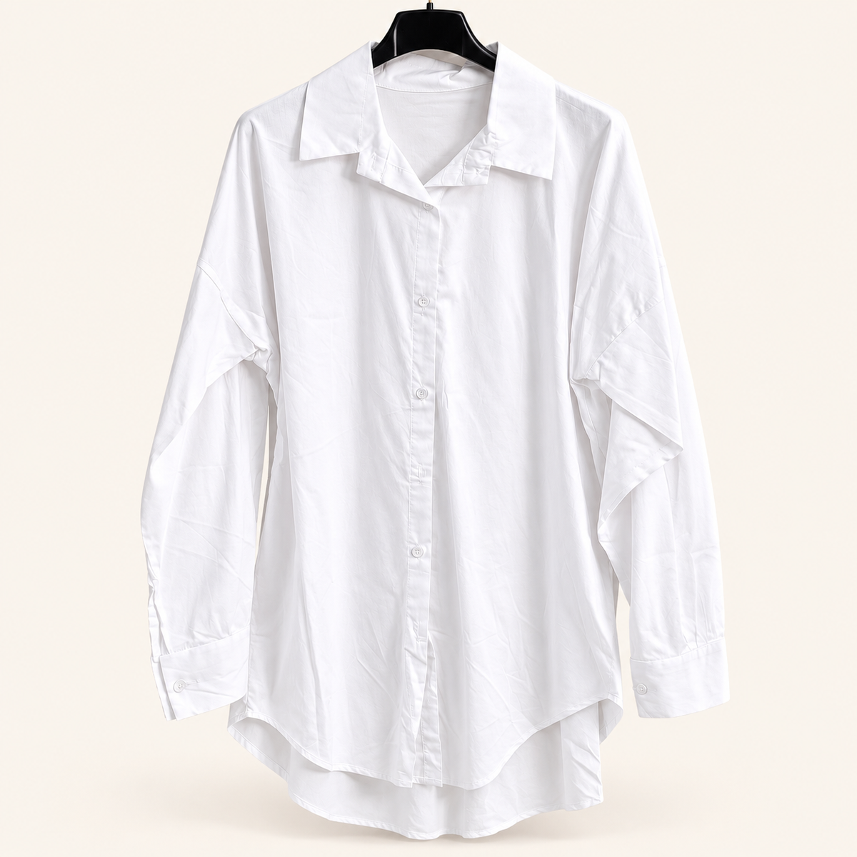 Oversize Longbluse Damen – Lockeres Hemd aus Baumwoll-Stretch | Weiß & Schwarz