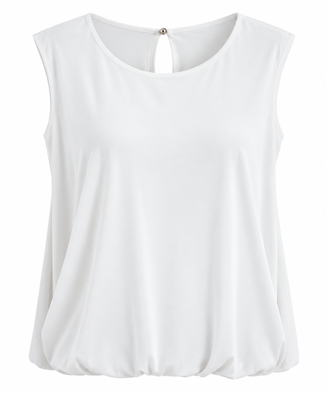 Butterweiches Damen Top mit Raffsaum – Ärmelloses Blusentop in Weiß, Bordeaux, Blau & Braun