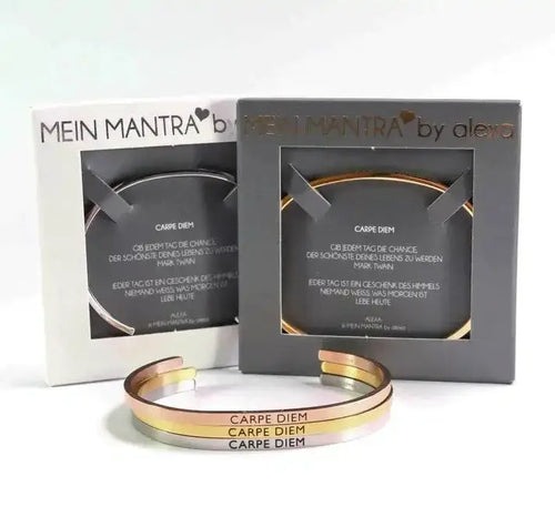 Damen Mantraarmreif Carpe Diem – Inspirierender Edelstahl-Gravur-Schmuck