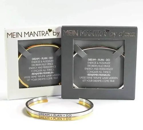 Damen Mantraarmreif Dream Plan Do – Motivations-Gravur-Schmuck Edelstahl Silber
