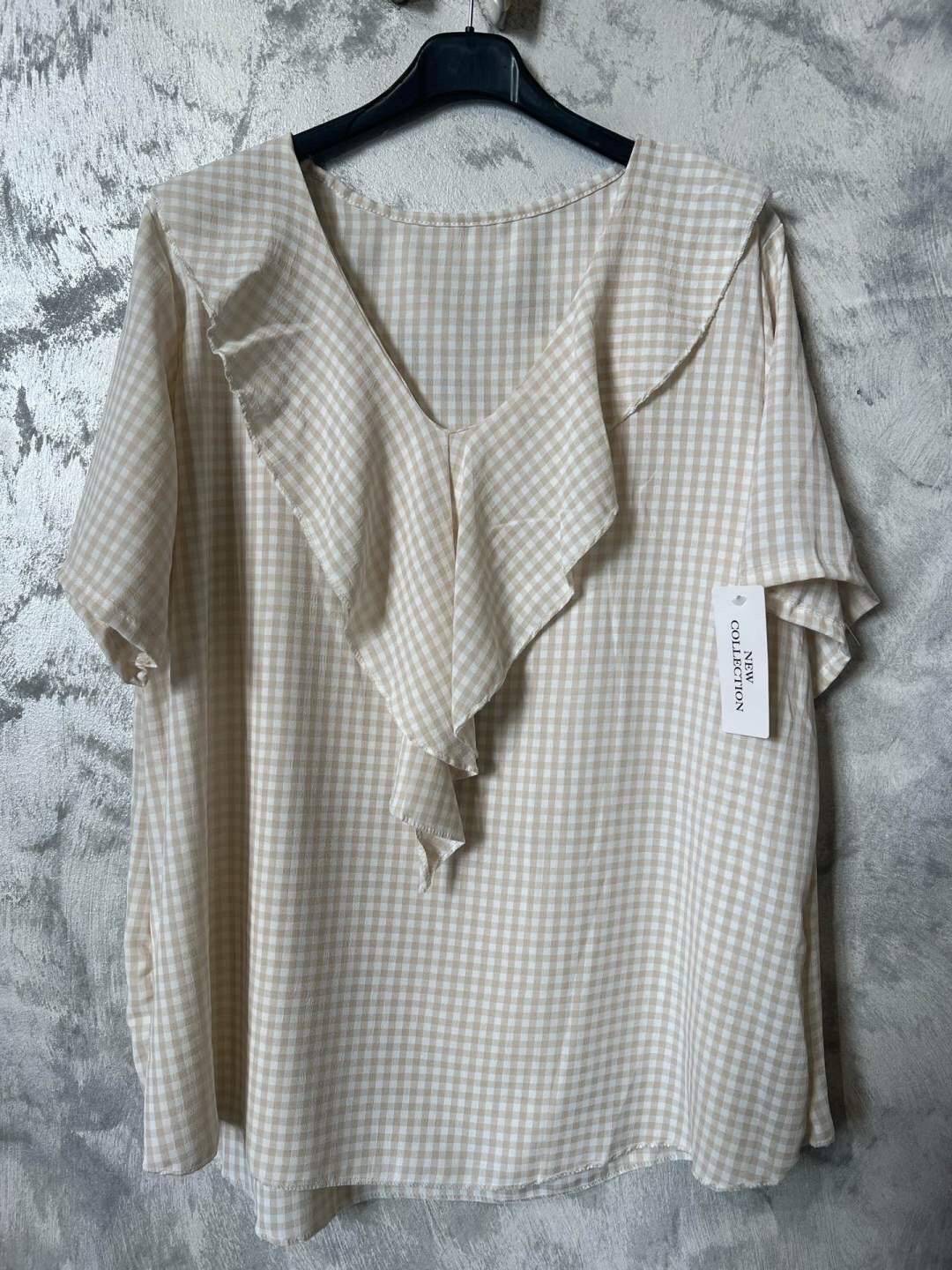 Karriertes Oberteil Toulon Seitenansicht – elegantes Karomuster in modernem Schnitt