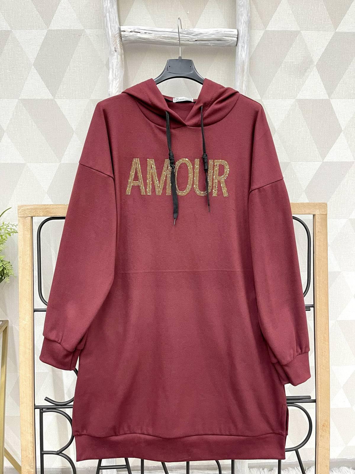 Lässiges Kleid mit Druck und Kapuze - Trendy Fashion