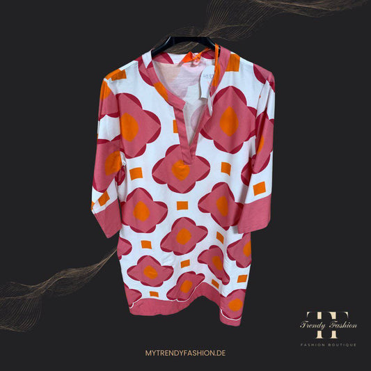 Kleid - Rot / Pastell Muster - Trendy Fashion