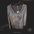 Damen Pullover Herz & Stern Oliv – Gemütlicher Sweatpulli für kühle Tage